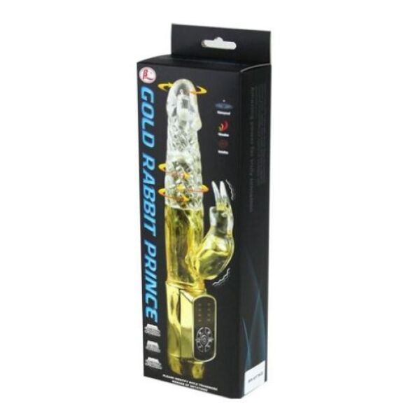 Rabbit vibrator Baile Rabbit Gold Prince s kroglicami na telesu in krakom zajčka za klitoris