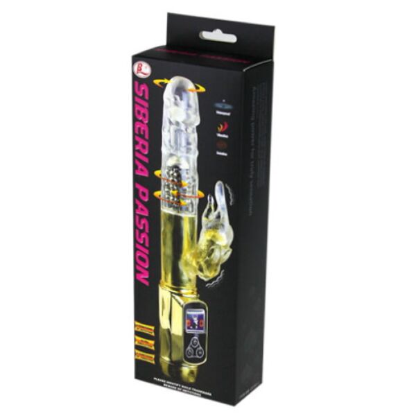 Vibrator rabbit Baile Siberia Passion Gold, zlat, z vrtečo konico in zajčkom za klitoris
