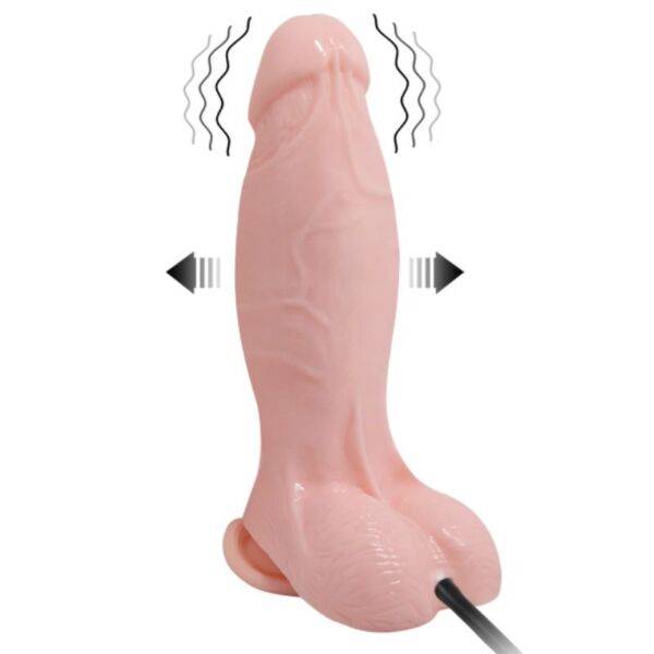 Napihljiv dildo Baile 18,8 cm, realističen, z modoma, priseskom na dnu in črpalko