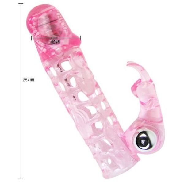 Vibrirajoča navlaka za penis Baile Ultimate Sleeve Love, prozorna