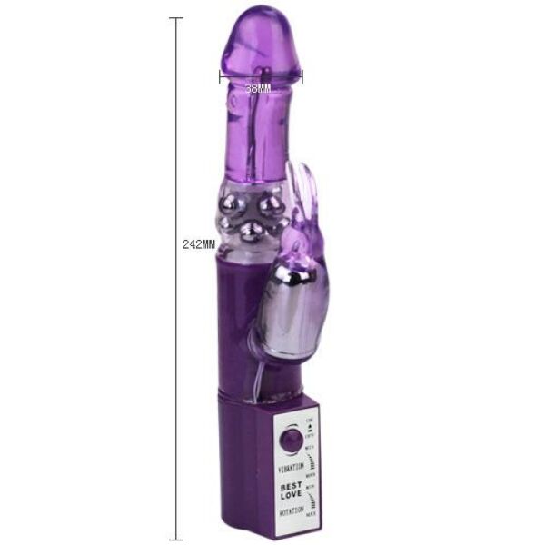 Rabbit vibrator Baile Hot Lady II z jaškom s kroglicami in stimulatorjem klitorisa v obliki zajčka