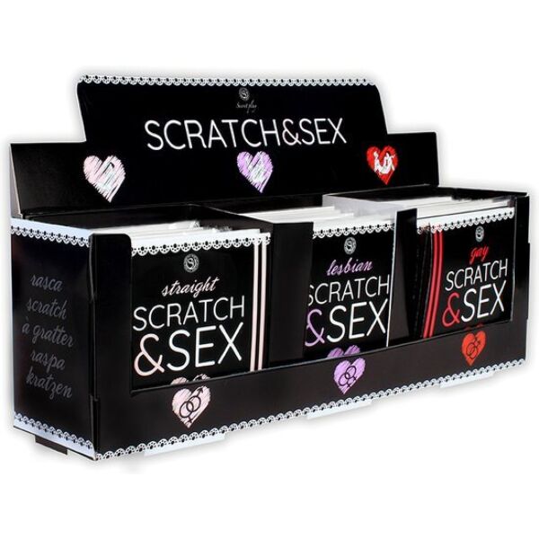Prodajno stojalo Secret Play Scratch & Sex 36 z igrami različic Hetero, Gay in Lesbiana