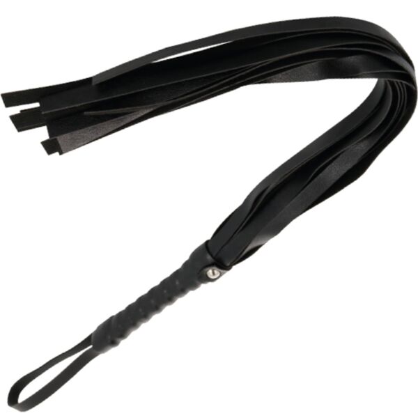 Bič BDSM Darkness 45 cm, črne barve in z ročajem za oprijem
