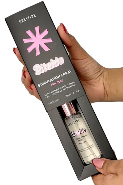 Embalaža z razpršilko stimulacijskega spreja Sexitive Bitchie Stimulation Spray, 20 ml