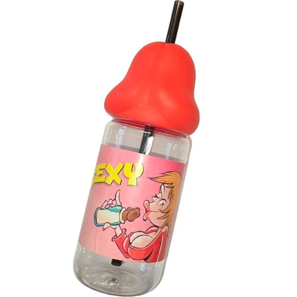 Steklenička Diablo Picante 360 ml z rdečim nastavkom v obliki penisa