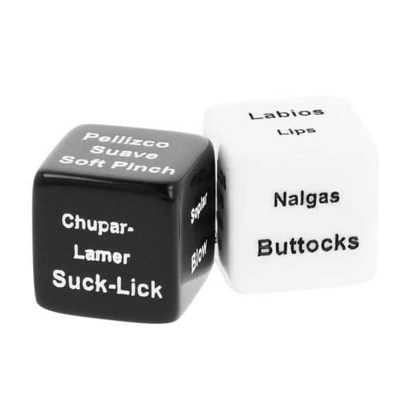 Kocke za pare Black&Silver Dice for Couples, ena črna in ena bela kocka, s satenasto vrečko