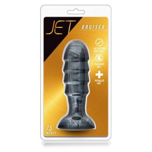 Analni čep Blush Novelties Jet Bruiser z rebri in podstavkom s priseskom