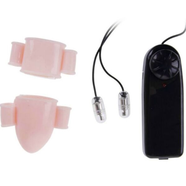 Vibracijske navlake za penis Baile Alfred, naravne barve, z dvema mini vibratorjema in daljincem