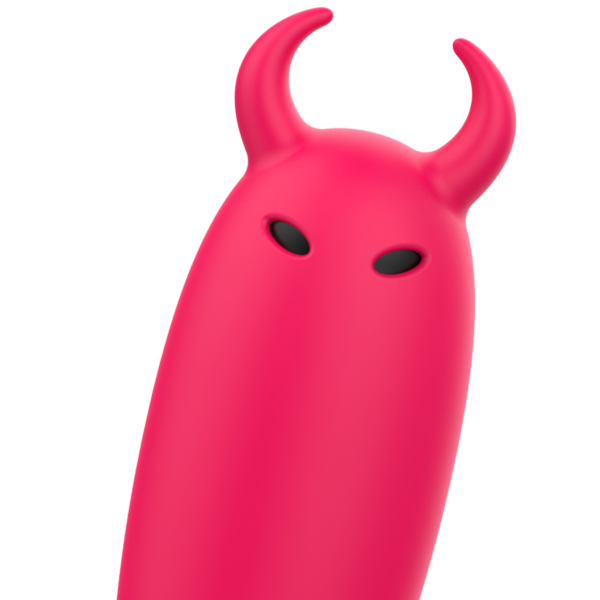 Mini vibrator Intense Fun Scarlet 9,3 cm z rogovi in vilastim repkom