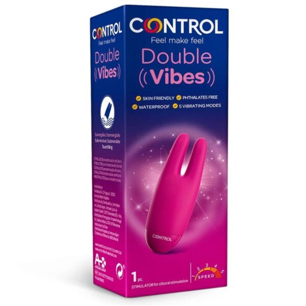 Klitorisni vibrator Control Double Vibes z dvema silikonskima konicama