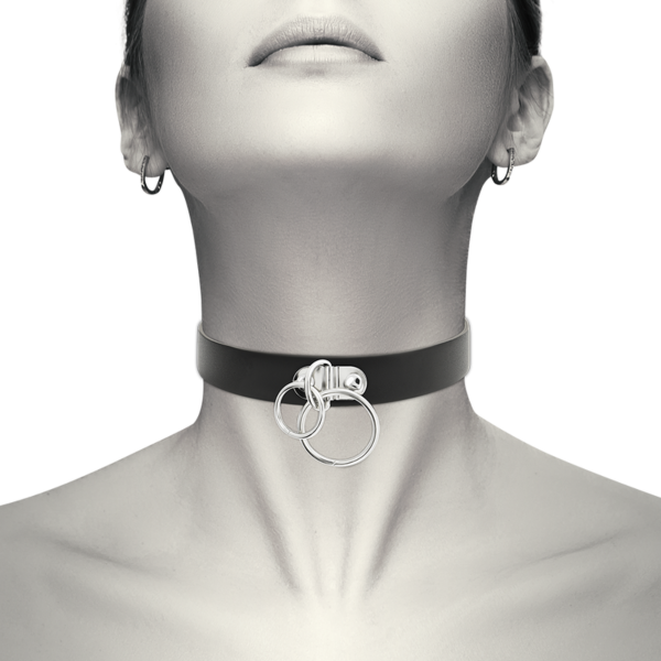 Črna choker ovratnica Coquette Chic Desire z zaponkami za nastavitev