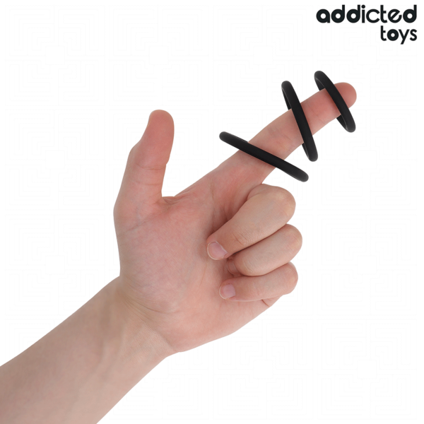 Set treh silikonskih obročkov za penis Addicted Toys Model 2