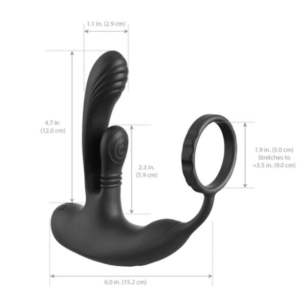 Stimulator Pipedream Ass-Gasm IntiMotion z glavico za prostato, teksturiranim analnim čepom in presredkovno blazinico