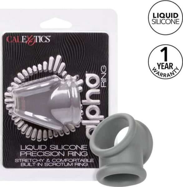 Obroček za penis CalExotics Alpha Precision Ring, siv, z dvema povezanima obročkoma