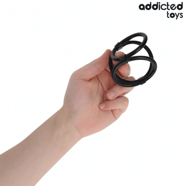 Trojni obroček za penis Addicted Toys s tremi obročki različnih velikosti