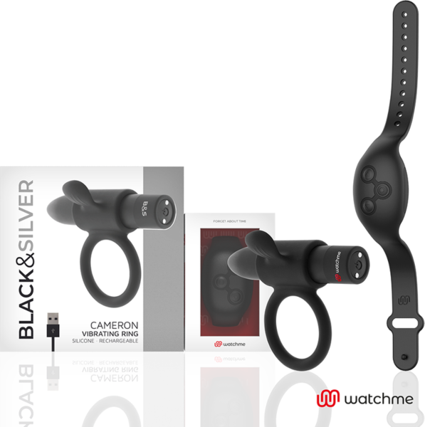 Vibracijski obroček Black&Silver Cameron WatchMe z uro za upravljanje