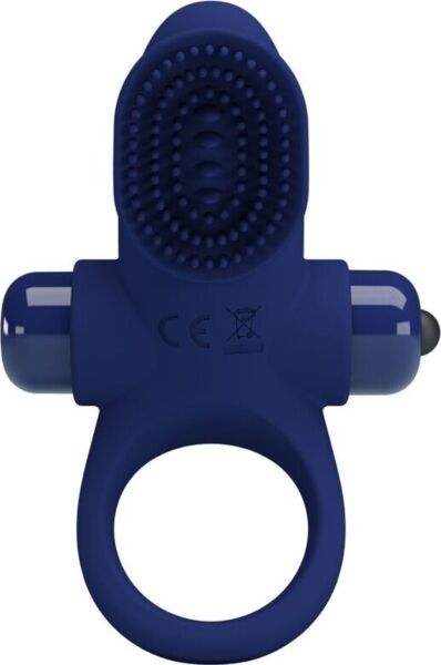 Vibracijski obroček za penis Pretty Love BI-210205-3 iz modrega silikona z mini vibratorjem
