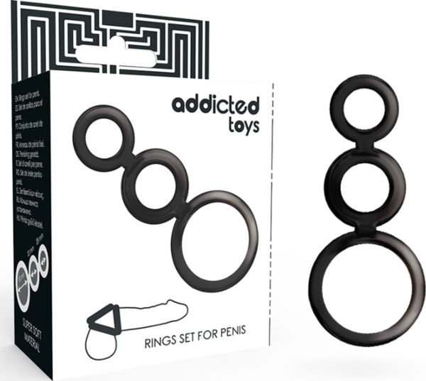 Set treh obročkov za penis in mošnjo Addicted Toys