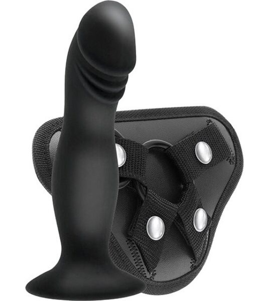 Strap-on pas z dildom S Pleasures Strappy Harness Set s pasovi in dildom s priseskom