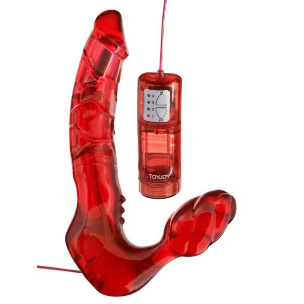 Toyjoy strap-on pas brez trakov z daljšim in krajšim koncem ter vgrajenim vibratorjem