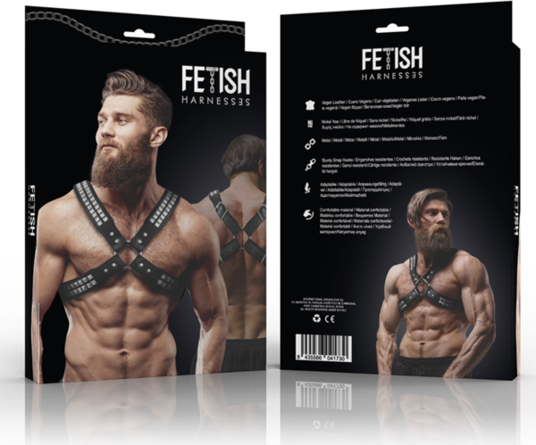 Prsni harness za moške Fetish Submissive Attitude, nadet na trup