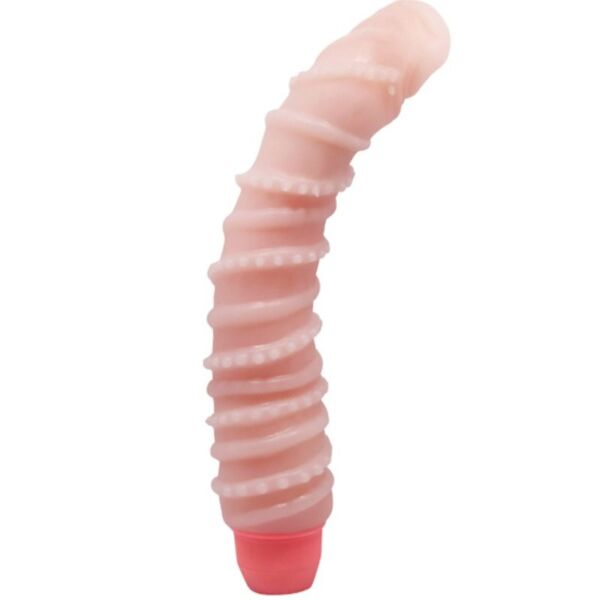 Realistični vibrator BAILE Flexi Vibe Spiral, barve kože, z žilami in zaobljeno glavico