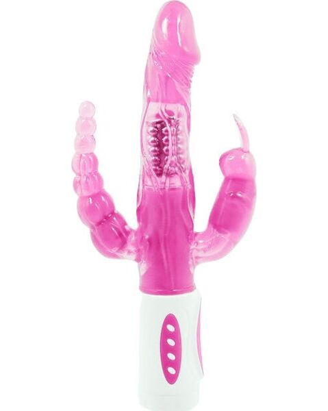 Vibrator Baile Pretty Bunny z vrtljivim nastavkom ter stimulatorjema za klitoris in analni predel