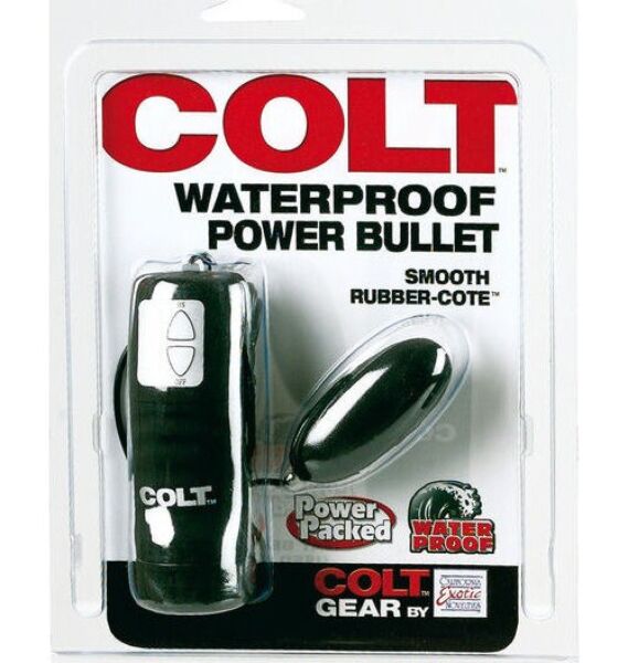 Črn CalExotics Colt Waterproof Power Bullet z upravljalnikom, povezanim s kablom