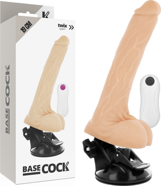 Realističen vibrator BASECOCK 19 cm s pritrdilno nogo in žičnim upravljalnikom