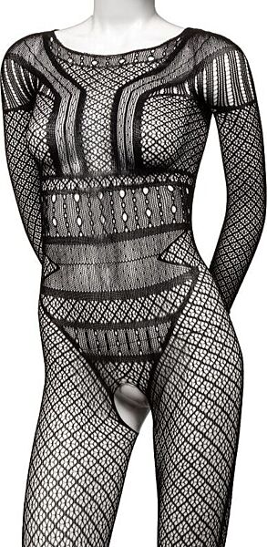 Čipkasti bodi CalExotics Scandal Lace Body Suit za celo telo z odprtim mednožnim delom