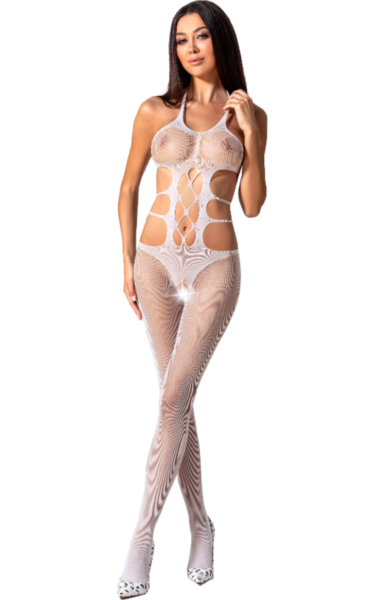 Mrežasti bodystocking Passion BS084 z odprtino v presredku