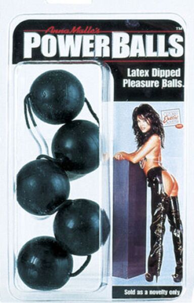 Vaginalne kroglice CalExotics Power Balls, pet črnih kroglic, povezanih z vrvico