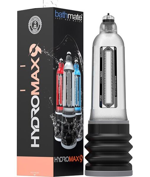 Črpalka za penis Bathmate Hydromax 9 s prozornim valjem in črno manšeto