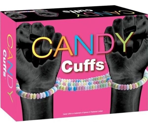 Užitne lisice Spencer & Fleetwood Candy Cuffs iz pisanih bonbonskih kroglic