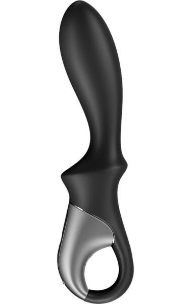 Analni vibrator Satisfyer Heat Climax Connect App v črni barvi, z ročajem in zadrževalnim obročem