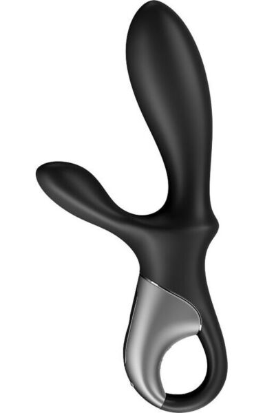 Analni vibrator Satisfyer Heat Climax+ v črni barvi z dvema nastavkoma in ročajem z obročkom za zadrževanje