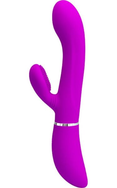 Rabbit vibrator Pretty Love BI-014938 iz vijoličnega silikona s krakom za klitoris in ukrivljeno konico