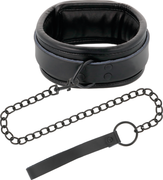 Ovratnica za držo Darkness Black Necklace with Chain, črna, z verižnim povodcem