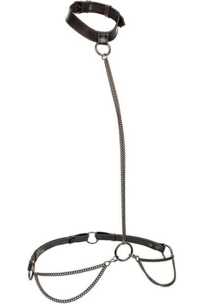 Oprsnica z verigami Calexotics Euphoria Plus Size Halter, ki jo lahko spremenite v ovratnico s povodcem
