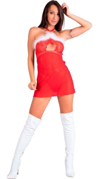 Božični komplet Livco Corsetti Santas Candy, majica in tangice v rdeči barvi