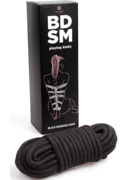 Črna vrv za bondage Secret Play, dolga 10 metrov, iz BDSM Collection