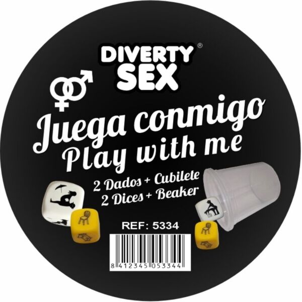 Igra z erotičnimi kockami Diablo Picante Juega conmigo z dvema kockama in prozornim lončkom