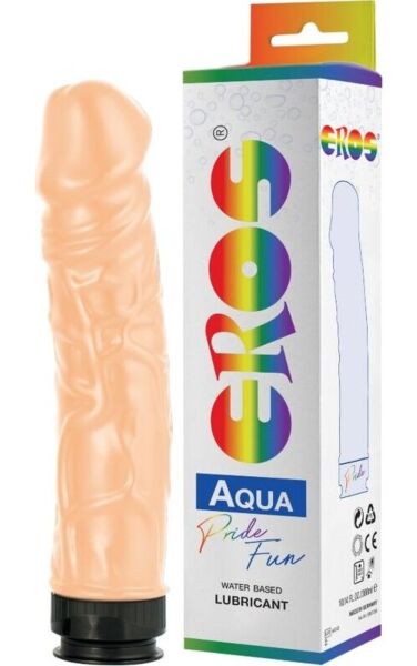 Trd realističen dildo Eros Aquaglide s 300 ml lubrikanta na vodni osnovi v notranjosti