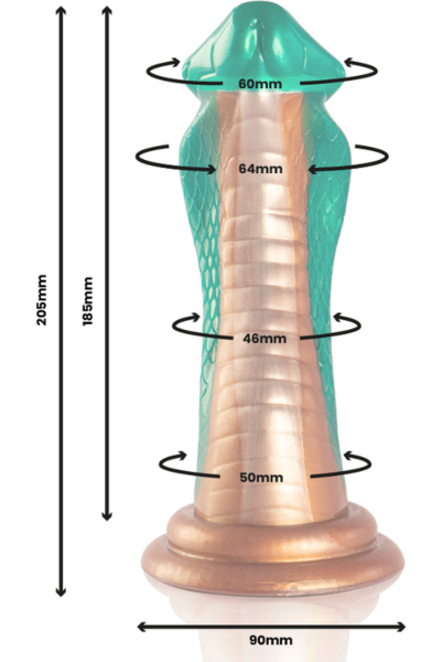 Dildo Epic Python Cobra Green z glavico, odebelitvijo pod glavico in podstavkom