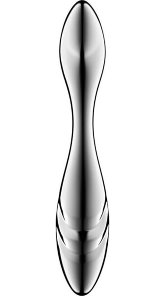 Dildo iz nerjavečega jekla Satisfyer Pure Gravity 3, srebrn, z dvema koncema