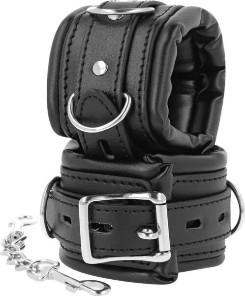 Oblazinjene lisice BDSM Darkness Padded Locking Cuffs z zaponko z zaklepom