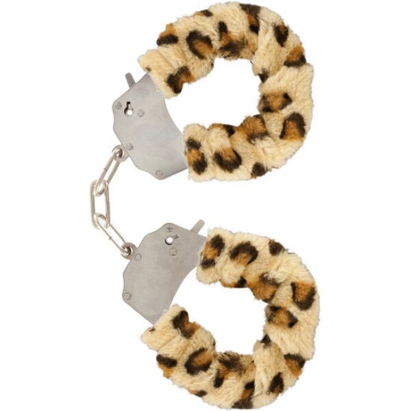 Zapestne lisice ToyJoy Furry Fun Cuffs, obložene z umetnim krznom in povezane z verižico