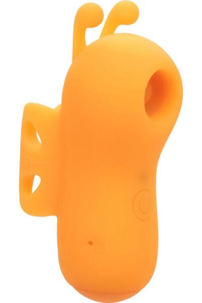 Oranžen prstni vibrator CalExotics Neon Vibes The Buzzing Vibe, ukrivljen in s tipalkami