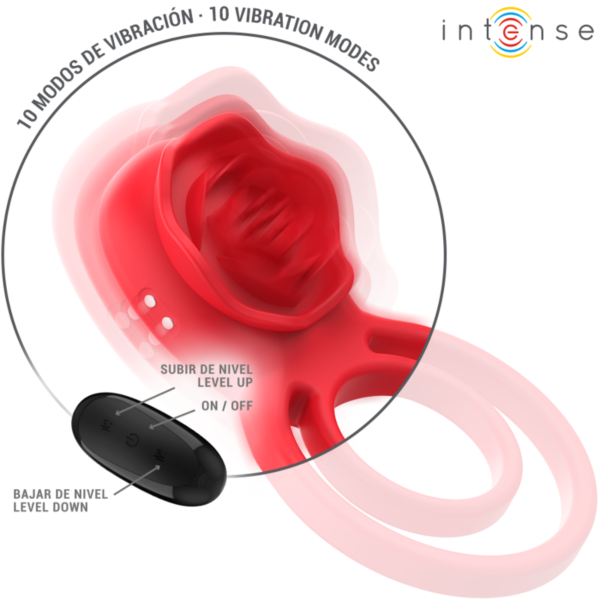 Klitorisni vibrator Intense Gail v obliki rdeče vrtnice z daljinskim upravljalnikom