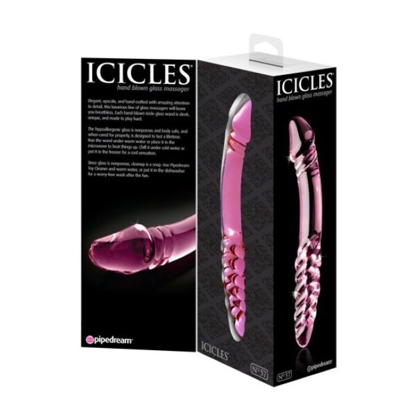 Stekleni dildo Pipedream Icicles N. 57, dvostranski